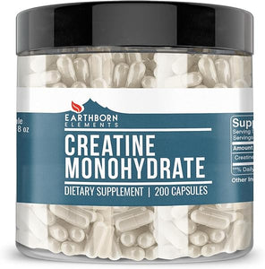 Earthborn Elements Creatine Monohydrate 200 Capsules, Pure & Undiluted, No Additives in Pakistan