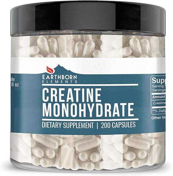 Earthborn Elements Creatine Monohydrate 200 Capsules, Pure & Undiluted, No Additives in Pakistan in Pakistan