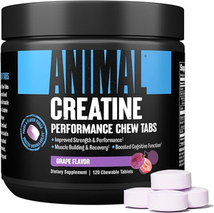 Creatine Chews Tablets - Creatine Monohydrate Chewable Muscle Builder with Sea Salt & Nootropic AstraGin for Added Absorption, Delicious and Convenient for Men & Women - 120 Count - Grape in Pakistan