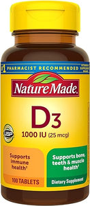 Nature Made Vitamin D3 1000 IU (25 mcg), Dietary Supplement for Bone, Teeth, Muscle and Immune Health Support, 100 Tablets, (Pack of 3) in Pakistan