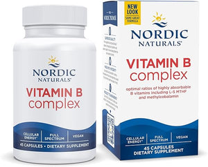 Vitamin B Complex - 45 Capsules Thiamine, Riboflavin, Niacin, B6 & B12, Folate, Biotin, Pantothenic Acid Heart Brain Health, Energy, Metabolism Non-GMO Servings in Pakistan