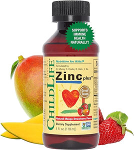 ChildLife Essentials Liquid Zinc Plus - All-Natural Support for Optimal Immune System Function in Children, Allergen-Free, Non-GMO, Zinc Drops for Kids - Mango Strawberry Flavor, 4 Fl Oz in Pakistan