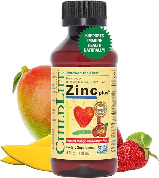 ChildLife Essentials Liquid Zinc Plus - All-Natural Support for Optimal Immune System Function in Children, Allergen-Free, Non-GMO, Zinc Drops for Kids - Mango Strawberry Flavor, 4 Fl Oz in Pakistan in Pakistan