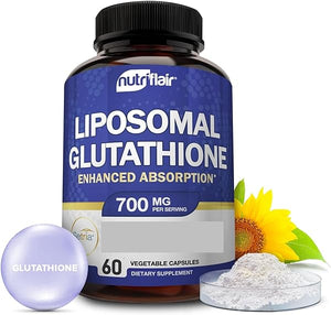 NutriFlair Liposomal Glutathione Supplement Setria¨ 700mg - Pure Reduced, Stable Form L-Glutathione Reductase (GSH) - Master Antioxidant Support, 60 Capsules in Pakistan