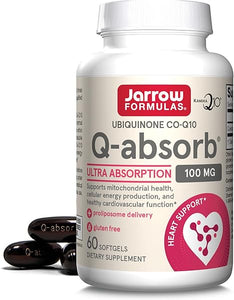 Jarrow Formulas Q-absorb Co-Q10 100 mg, Dietary Supplement, Antioxidant Support for Mitochondrial Health, Cellular Energy Production and Cardiovascular Health, 60 Softgels, 60 Day Supply in Pakistan