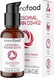Codeage Liquid Vitamin D3 K2 Supplement, Liposomal Vitamin D Cholecalciferol, Menaquinone MK-7, Bone & Heart Support, Vegan Non-GMO No Sugar, 2 fl oz in Pakistan