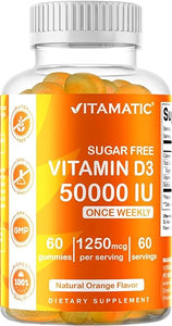 Vitamatic Sugar Free Vitamin D3 50,000 IU Weekly Supplement - 60 Pectin Based Gummies - Vitamin D Capsules for Bones, Teeth, and Immune Support in Pakistan