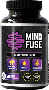 Nootropics Memory Boost Supplement - (60 Capsules) - Lions Mane, Ashwagandha, Omega 3, L-Theanine - Gluten & Alpha GPC Free - Boosting Focus & Memory in Pakistan
