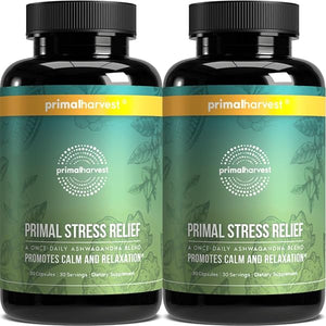 Primal Harvest Stress Relief Supplement for Women and Men Pure Ashwagandha Root Extract, L-Theanine Supplements, 60 Capsules in Pakistan