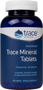 Trace Minerals ConcenTrace Tablets | Full Spectrum Ionic Minerals Dietary Supplement | Magnesium, Chloride, Potassium | Low Sodium Energy, Electrolytes, Hydration | 300 Tablets in Pakistan