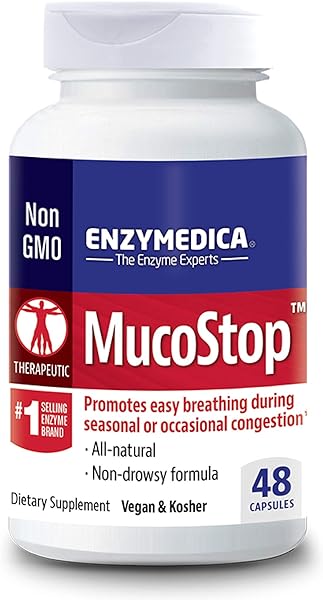 MucoStop, Non-Drowsy Enzyme Support for Congestion Relief, 48 Capsules (FFP) in Pakistan in Pakistan