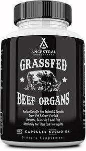 Ancestral Supplements Grass Fed Beef Organ Supplement, Supports Whole Body Wellness with Proprietary Blend of Liver, Heart, Kidney, Pancreas, Spleen, Freeze-Dried Beef, Non-GMO, 180 Capsules in Pakistan