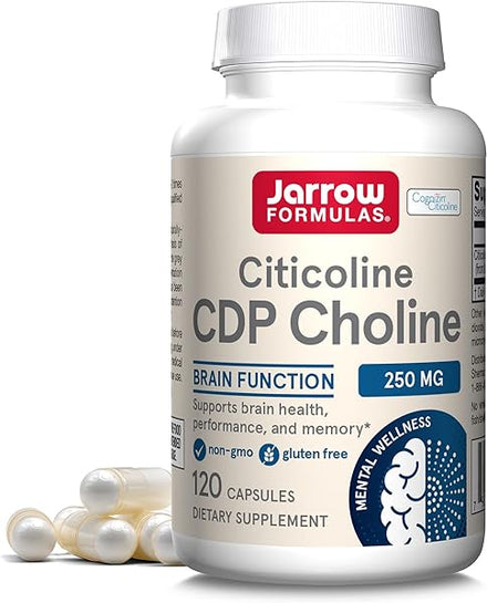 Jarrow Formulas CDP Choline Capsules, 250 mg Dietary Supplement for Memory and Brain Health, 120 Veggie Capsules, 60-120 Day Supply in Pakistan
