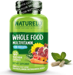 NATURELO Whole Food Multivitamin for Teenage Boys - Vitamins and Minerals Supplement for Active Kids - with Plant Extracts - Non-GMO - Vegan & Vegetarian - 60 Capsules in Pakistan