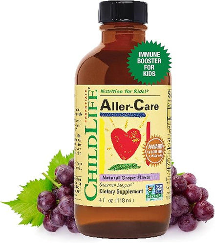 CHILDLIFE ESSENTIALS Aller-Care - Kids Allergy Medicine, Immune Support for Kids, Non-GMO, Gluten-Free, Allergen-Free - Natural Grape Flavor, 4 Fl Oz Bottle in Pakistan