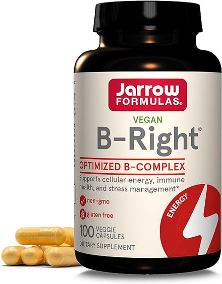 Jarrow Formulas B-Right Optimized B-Complex, Dietary Supplement for Cellular Energy, Immune Health and Stress Management Support, 100 Veggie Capsules, 100 Day Supply in Pakistan