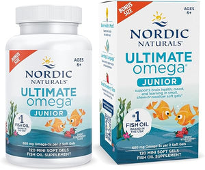 Ultimate Omega Jr., Strawberry - 120 Mini Soft Gels - 680 Total Omega-3s with EPA & DHA - Brain Health, Mood, Learning - Non-GMO - 60 Servings in Pakistan