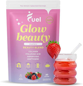 Glow Beauty Collagen for Women, Hyaluronic Acid, Vitamin C, Lion's Mane, Biotin & More, Promotes Skin, Hair & Nail Health, Collagen Peptides Powder, Organic & Non-GMO Colageno for Women, Mixed Berry in Pakistan