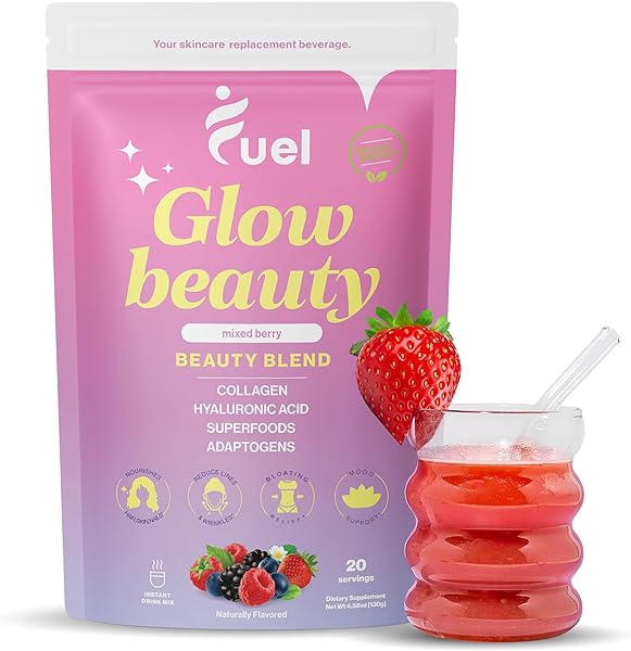 Glow Beauty Collagen for Women, Hyaluronic Acid, Vitamin C, Lion's Mane, Biotin & More, Promotes Skin, Hair & Nail Health, Collagen Peptides Powder, Organic & Non-GMO Colageno for Women, Mixed Berry in Pakistan in Pakistan