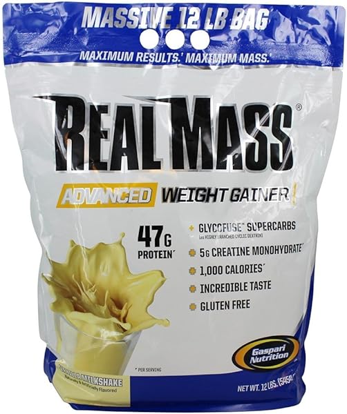 Real Mass, Advanced Weight Gainer, High Protein, Gycofuse Carbs, and Creatine Monohydrate, Modern Formulation for Mass (12 Pounds, Vanilla Milkshake) in Pakistan in Pakistan