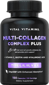 Multi Collagen Plus - Biotin, Hyaluronic Acid, Vitamin C - Collagen for Women & Men - Hair Growth Support Supplement - Skin, Nails Beauty Complex - 150 Pills in Pakistan