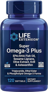 Super Omega-3 Plus EPA/DHA Fish Oil, Sesame Lignans, Olive Extract, Krill & Astaxanthin - Heart, Brain & Joint Health Support - Gluten-Free, Non-GMO - 120 Softgels in Pakistan