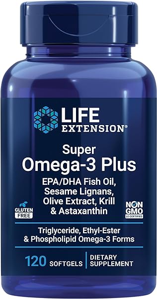 Super Omega-3 Plus EPA/DHA Fish Oil, Sesame Lignans, Olive Extract, Krill & Astaxanthin - Heart, Brain & Joint Health Support - Gluten-Free, Non-GMO - 120 Softgels in Pakistan in Pakistan