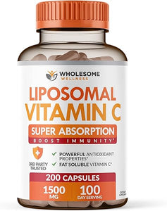 Liposomal Vitamin C Capsules (200 Pills 1500mg Buffered) High Absorption VIT C, Immune System & Collagen Booster, High Dose Fat Soluble Immunity Support Ascorbic Acid Supplement, Natural Vegan in Pakistan