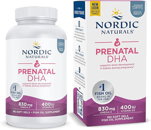 Prenatal DHA, Unflavored - 180 Soft Gels - 830 mg Omega-3 + 400 IU Vitamin D3 - Supports Brain Development in Babies During Pregnancy & Lactation - Non-GMO - 90 Servings in Pakistan