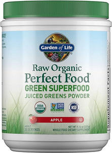 Raw Organic Perfect Food Green Superfood Juiced Greens Powder - Apple Flavor, 30 Servings - Vegan Gluten Free Whole Food Dietary Supplement, Greens Plus Probiotics & Enzymes in Pakistan