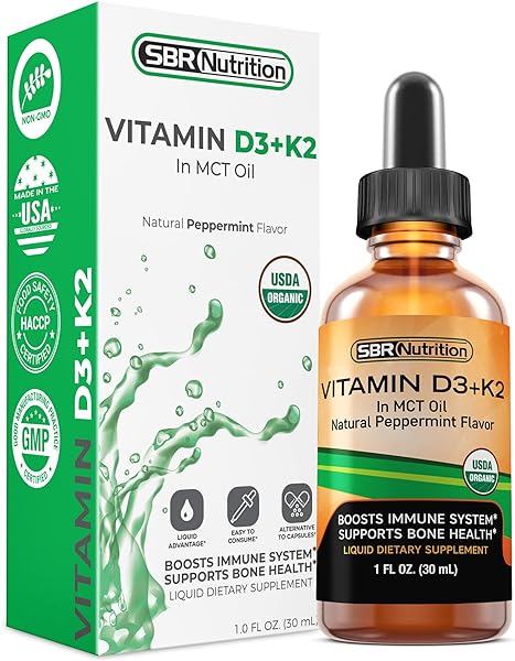 MAX Absorption, Vitamin D3 + K2 (MK-7) Liquid Drops with MCT Oil, Peppermint Flavor, Helps Support Strong Bones and Healthy Heart in Pakistan in Pakistan