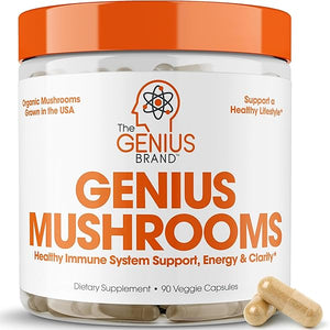 Genius Mushroom - Lions Mane, Cordyceps and Reishi - System Booster & Nootropic Supplement - for Energy & Support, 90 Veggie Pills in Pakistan