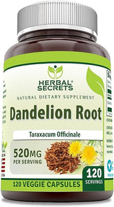 Dandelion Root Supplement | 520 Mg | 120 Veggie Capsules | Non-GMO | Gluten Free | Made in USA in Pakistan