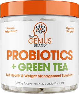 Genius Probiotics for Weight Loss with Green Tea Extract - Fat Burner Supplement & Digestive Health Pills for Bloating Relief for Women & Men - Shelf Stable Probiotic Metabolism Booster - 30 Servings in Pakistan