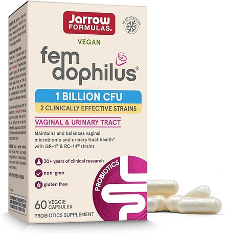 Jarrow Formulas Fem-Dophilus Probiotics 1 Billion CFU With 2 Clinically Effective Strains, Dietary Supplement for Vaginal Health and Urinary Tract Health, 60 Veggie Capsules, 60 Day Supply in Pakistan