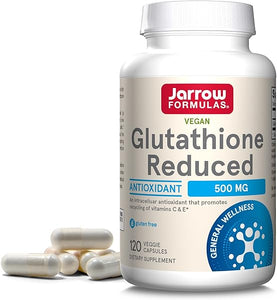 Jarrow Formulas Glutathione Reduced 500 mg - 120 Veggie Capsules - Intracellular Antioxidant - Quality Glutathione Supplements - Supports Recycling of Vitamins C & E - Non-GMO - Gluten Free - Vegan in Pakistan