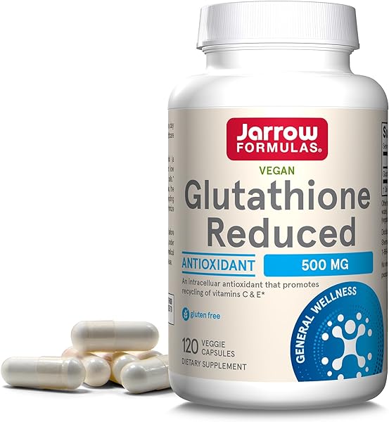 Jarrow Formulas Glutathione Reduced 500 mg - 120 Veggie Capsules - Intracellular Antioxidant - Quality Glutathione Supplements - Supports Recycling of Vitamins C & E - Non-GMO - Gluten Free - Vegan in Pakistan in Pakistan