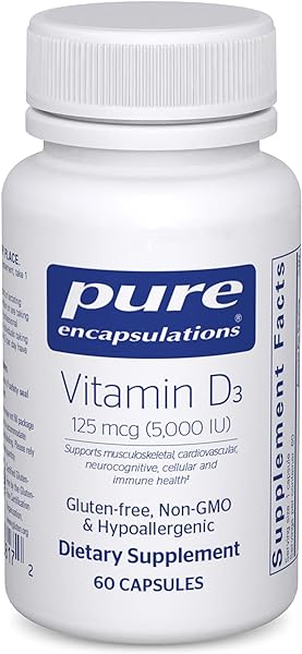 Pure Encapsulations Vitamin D3 125 mcg (5,000 IU) - Supplement to Support Bone, Joint, Breast, Heart, Colon, and Immune Health* - with Vitamin D - 60 Capsules in Pakistan in Pakistan