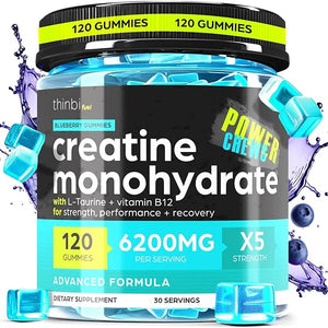 Creatine Monohydrate Gummies Complex 6200mg for Men & Women - 120 Gummies Advanced Formula W/L-Taurine + Vitamin B12 for Muscle Strength, Muscle Builder, Energy Boost, Pre-Workout Supplement - Thinbi in Pakistan