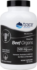 Trace Minerals | Ancestral Beef Organ Capsules (Liver, Heart, Kidney, Pancreas, Spleen) | Pasture Raised, Grass Fed & Finished | Paleo & Keto Friendly | 30 Servings | 180 Count in Pakistan