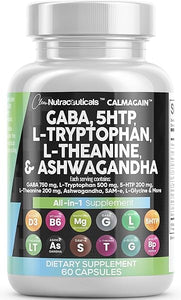 GABA 750mg 5 HTP 200mg L Tryptophan 500mg L Theanine 200mg Ashwagandha 3000mg SAM-e L-Glycine - Mood Support Vitamins for Women and Men with L-Tyrosine - Count in Pakistan