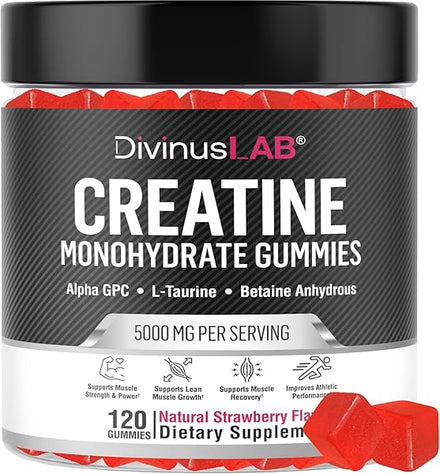 Creatine Monohydrate Gummies 5g (5000mg) for Men & Women - 120 Count, Sugar-Free Creatine Pre Workout Chews For Energy Boost, Creatine Supplement For Building Muscle and Strength, Vegan, Non-GMO in Pakistan