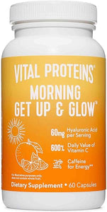 Morning Get Up and Glow Capsules, 90mg Caffeine for Energy & Vitamin C & Biotin & Hyaluronic Acid Pills - 60ct in Pakistan