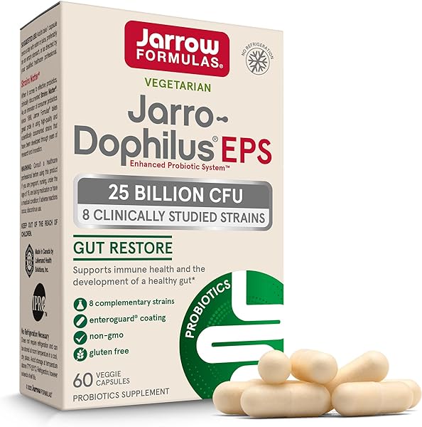 Jarrow Formulas Jarro-Dophilus EPS Gut Restore Probiotics 25 Billion CFU With 8 Clinically-Studied Strains, Dietary Supplement for Intestinal and Immune Support, 60 Veggie Capsules, 60 Day Supply in Pakistan in Pakistan