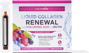 Liquid Collagen for Women 4000mg, Collagen Peptides with Biotin for Hair, Skin and Nails + Vitamin C + Vitamin B Complex - Collagen Type 1 & 3 - Low Sugar - Mixed Berry Flavor - 30 Tubes in Pakistan
