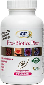 Pro-Biotics Plus, Natural Probiotics for Men, Women and Kids, Immune System Support Vegetarian Supplement, Supports Good Digestive Health, Probiotic and Prebiotic, 90 Capsules by NWC Naturals, Tan in Pakistan
