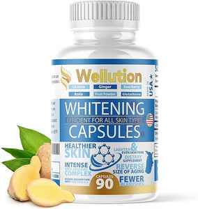 WELLUTION Skin Brightening Herbal Supplement - 90 Capsules for Clear, Glossy, and Smooth Skin - Glutathione Whitening Pills in Pakistan