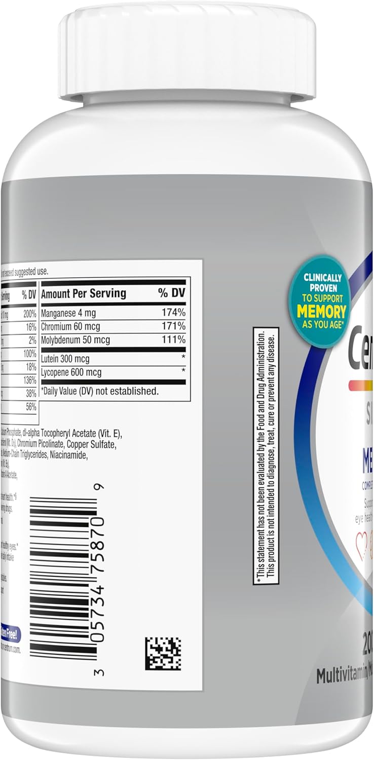 Centrum Silver Men's 50+ Multivitamin with Vitamin D3, B-Vitamins, Zinc for Memory and Cognition - 200 Tablets