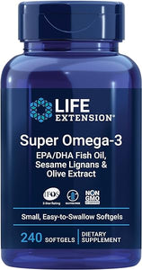 Super Omega-3 EPA/DHA Fish Oil, Sesame Lignans & Olive Extract - Omega 3 Supplement - For Heart Health and Brain Support - Gluten Free, Non-GMO - 240 Easy-to-swallow Softgels in Pakistan