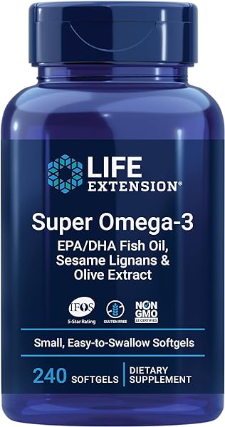 Super Omega-3 EPA/DHA Fish Oil, Sesame Lignans & Olive Extract - Omega 3 Supplement - For Heart Health and Brain Support - Gluten Free, Non-GMO - 240 Easy-to-swallow Softgels in Pakistan in Pakistan